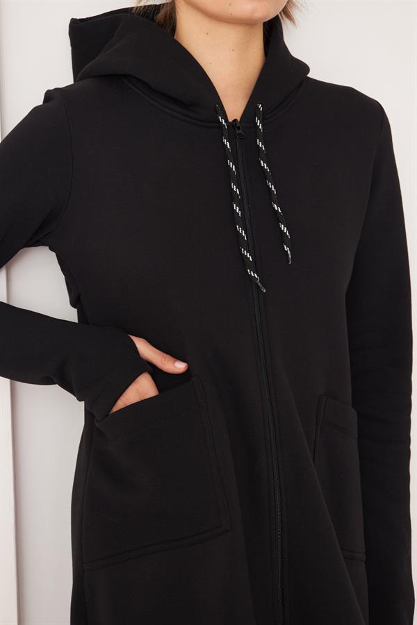 KAPÜŞONLU PARMAK GEÇMELİ KOL TRENC SWEAT