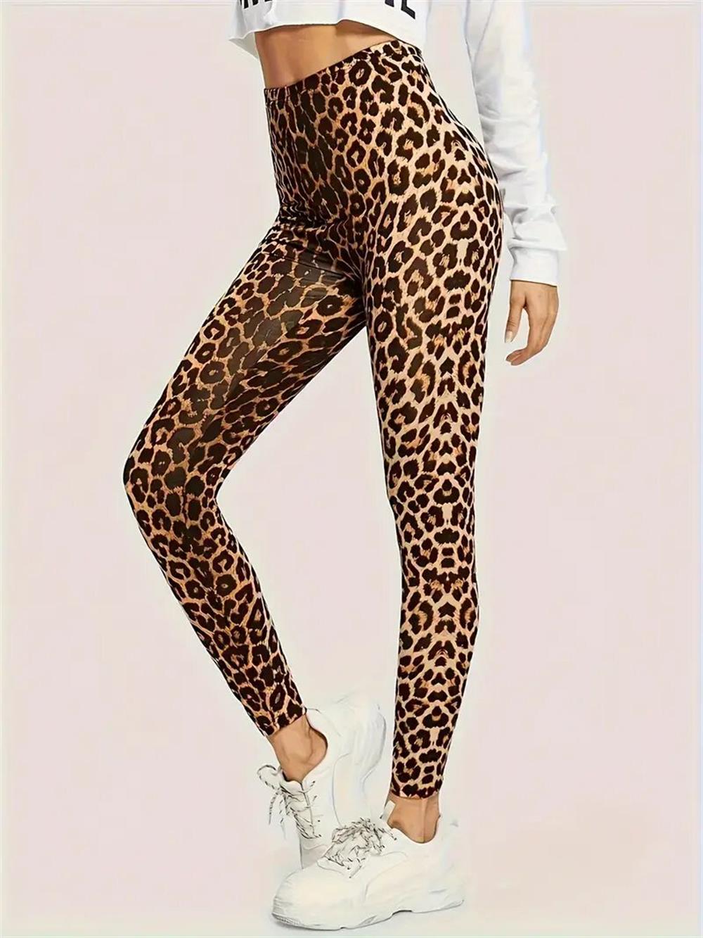 leopar desenli slim fit ince micro tayt