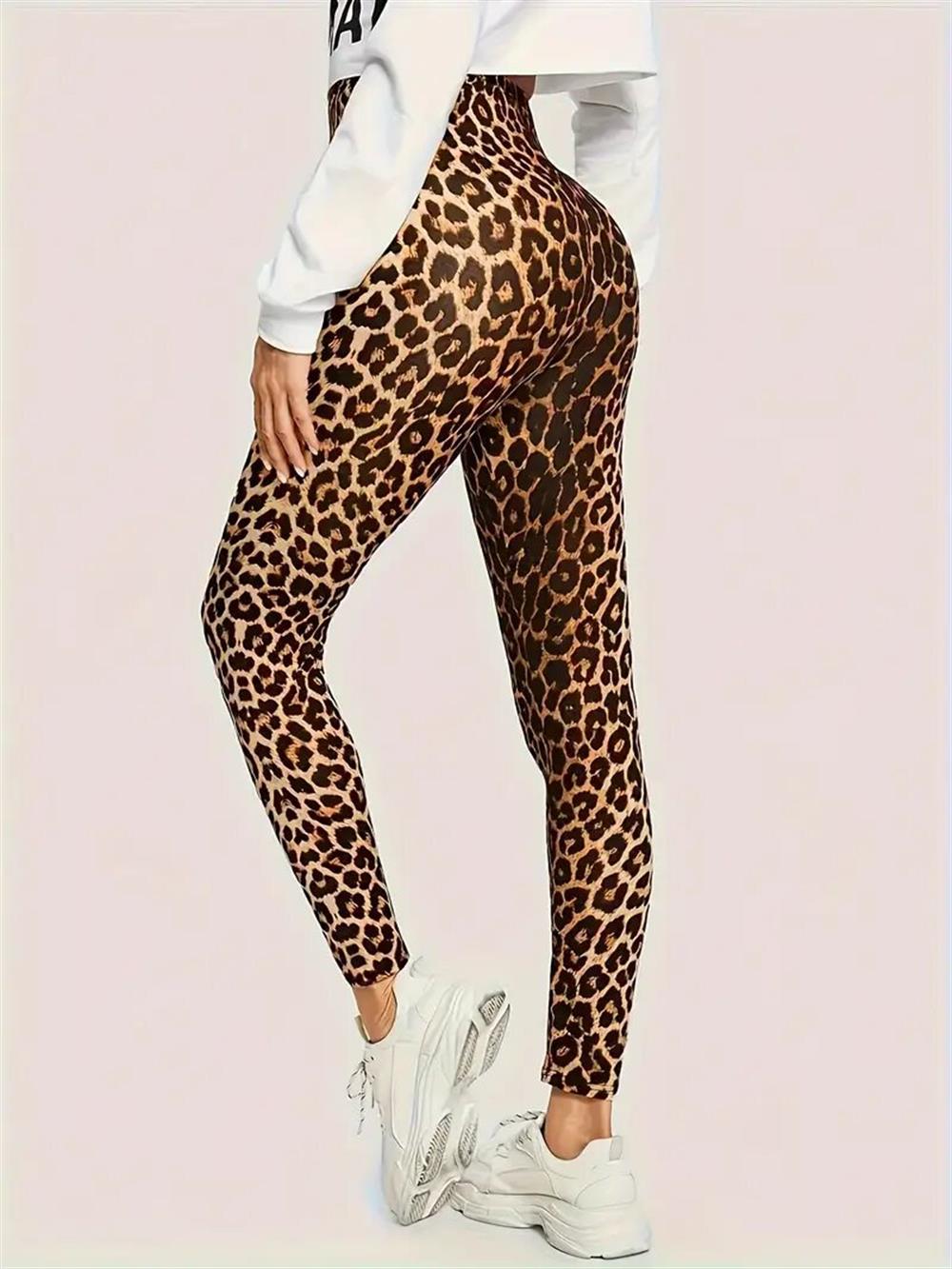 leopar desenli slim fit ince micro tayt