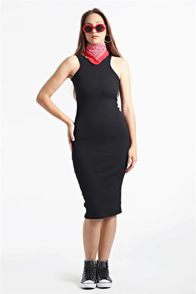 KOLSUZ SLİM FIT ÖRME ELBİSE
