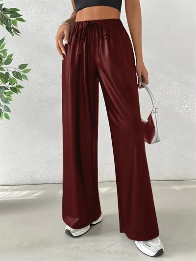 PU DERİ BEL LASTİKLİ RAHAT PAÇA PANTOLON