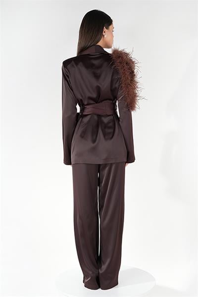 Satin Ember Omuzu Tüylü Takım