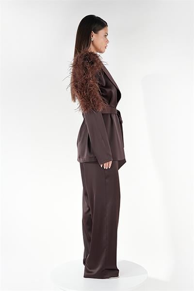 Satin Ember Omuzu Tüylü Takım