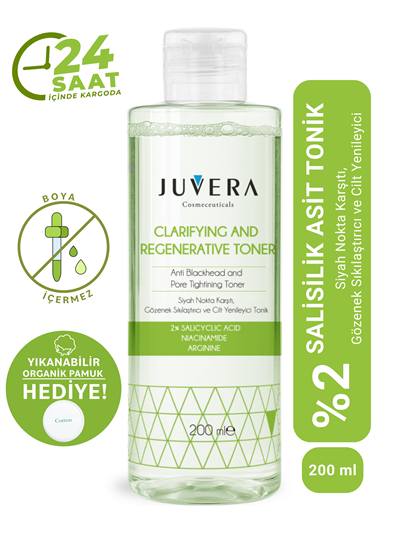 JUVERA Salisilik Asit İçerikli Siyah Nokta Karşıtı ve Gözenek Sıkılaştırıcı Cilt Yenileyici Tonik 200 ml