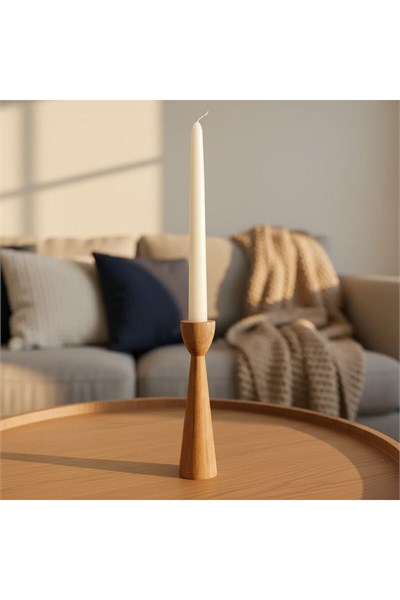 ( MUM 19 ) 3lü El Yapımı Doğal Ahşap Vazo Şamdan Mumluk 18x14x10 cm Modern Dekoratif İskandinav Masif Mumluk
