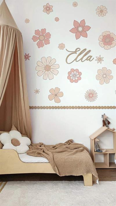 ( PP-1 ) Çiçekli Duvar Sticker – Bebek & Çocuk Odası Bohem Çiçek Duvar Dekoru Kendinden Yapışkanlı