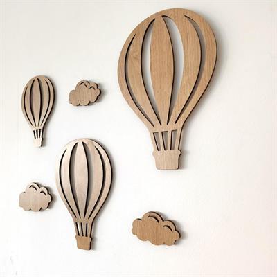 ( PP-25) Uçan Balon Desen Ahşap Bebek ve Çocuk Odası Duvar Tablo Yapışkanlı 3mm Kabartmalı 6 lı Set