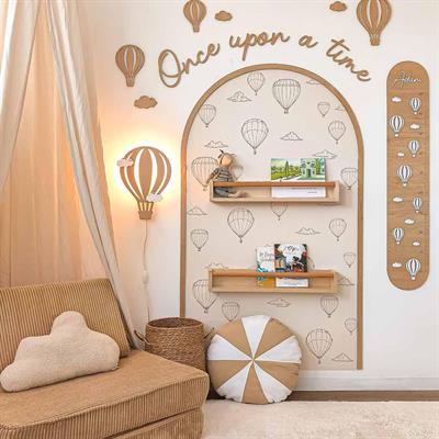 ( PP-25) Uçan Balon Desen Ahşap Bebek ve Çocuk Odası Duvar Tablo Yapışkanlı 3mm Kabartmalı 6 lı Set