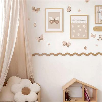 ( PP-8) Bebek & Çocuk Odası Ahşap Dalgalı Bordür 3mm Kabartmalı Şerit Boyanabilir