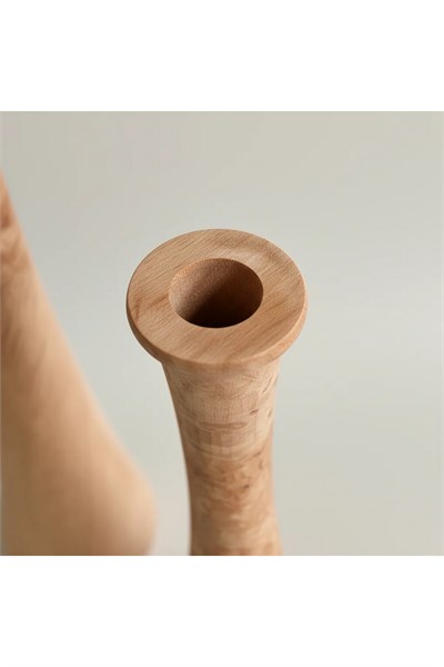 ( VZ 5 ) 2li El Yapımı Doğal Ahşap Vazo Şamdan Mumluk 30x25 cm Modern Dekoratif İskandinav Masif Mumluk