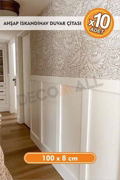 10 Adet 8 x 100 cm İskandinav Duvar Çitası Boyanabilir Dekorasyon Çitası Bohem Duvar Kaplama