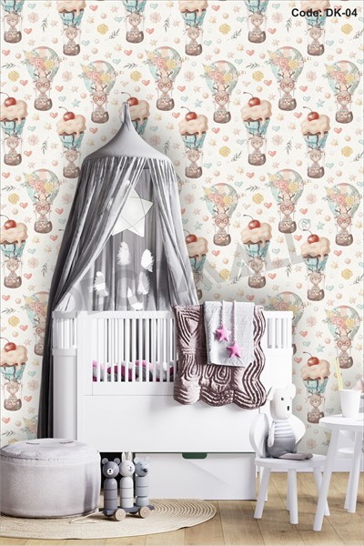 ÇDK-4 Balon Desenli Çocuk Bebek Odası Duvar Kağıdı Kendinden Yapışkanlı 50 cm x 10 m Tek Parça