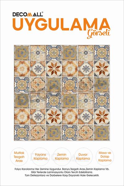 CodeK-18 Kendinden Yapışkanlı FOLYO KARO Suya Dayanıklı Mutfak Banyo Zemin Kaplama 30x30 Cm(4 ADET)