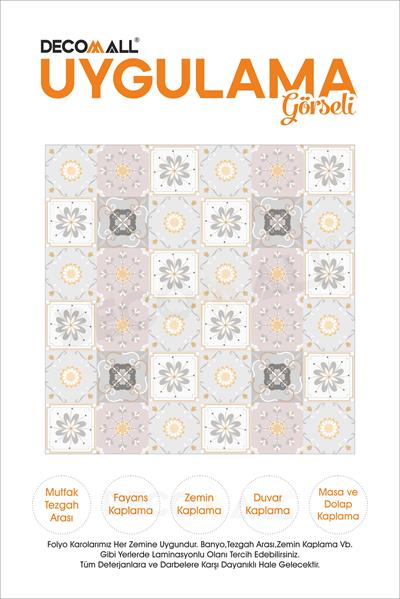 CodeK-3 Kendinden Yapışkanlı FOLYO KARO Suya Dayanıklı Mutfak Banyo Zemin Kaplama 30x30 Cm(4 ADET)