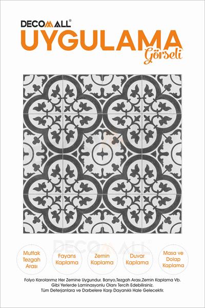 CodeK-4 Kendinden Yapışkanlı FOLYO KARO Suya Dayanıklı Mutfak Banyo Zemin Kaplama 30x30 Cm(4 ADET)