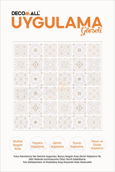 CodeK-5 Kendinden Yapışkanlı FOLYO KARO Suya Dayanıklı Mutfak Banyo Zemin Kaplama 30x30 Cm(4 ADET)