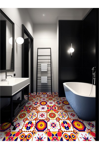 K-32 Kendinden Yapışkanlı FOLYO Suya Dayanıklı Mutfak Banyo Zemin Kaplama 30x30cm(Laminasyonlu)