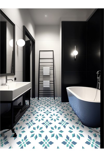 K-43 Kendinden Yapışkanlı FOLYO Suya Dayanıklı Mutfak Banyo Zemin Kaplama 30x30cm (Laminasyonlu)
