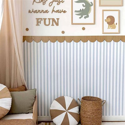 (PP59) Kemerli Çizgili Yarım Duvar Sticker–Bebek & Çocuk Odası Kendinden Yapışkanlı Duvar Dekoru