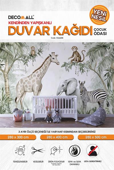 kids006 Yeni Nesil Kendinden Yapışkanlı Çocuk Odası Duvar Kağıdı Duvar Posteri Yapışkanlı 