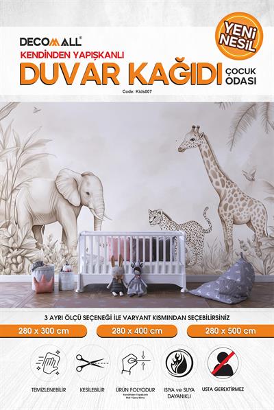kids007 Yeni Nesil Kendinden Yapışkanlı Çocuk Odası Duvar Kağıdı Duvar Posteri Yapışkanlı 