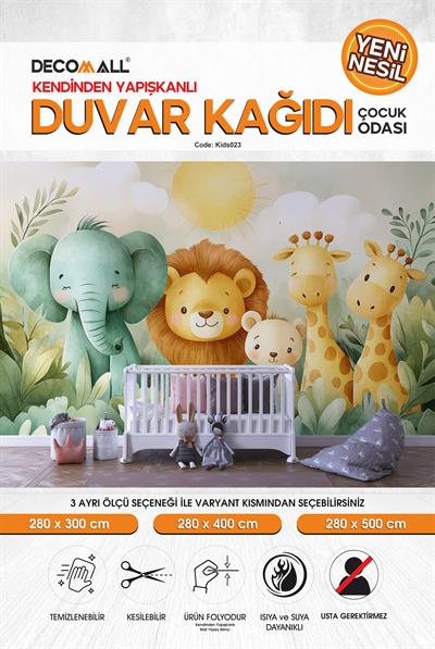 kids023 Yeni Nesil Kendinden Yapışkanlı Çocuk Odası Duvar Kağıdı Duvar Posteri Yapışkanlı 