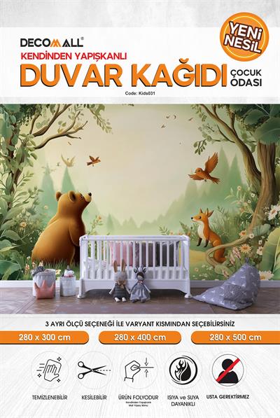 kids031 Yeni Nesil Kendinden Yapışkanlı Çocuk Odası Duvar Kağıdı Duvar Posteri Yapışkanlı 