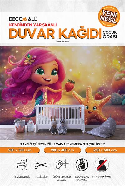 kids067 Yeni Nesil Kendinden Yapışkanlı Çocuk Odası Duvar Kağıdı Duvar Posteri Yapışkanlı 