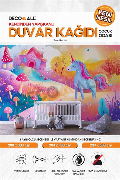 kids108 Yeni Nesil Kendinden Yapışkanlı Çocuk Odası Duvar Kağıdı Duvar Posteri Yapışkanlı 