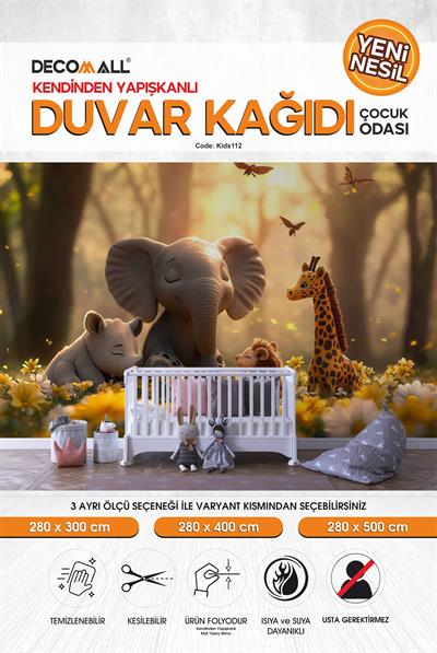 kids112 Yeni Nesil Kendinden Yapışkanlı Çocuk Odası Duvar Kağıdı Duvar Posteri Yapışkanlı 