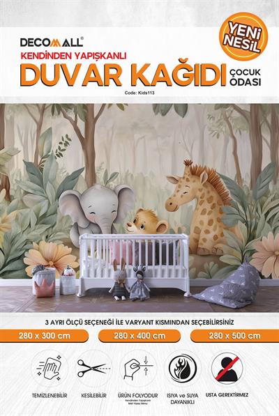 kids113 Yeni Nesil Kendinden Yapışkanlı Çocuk Odası Duvar Kağıdı Duvar Posteri Yapışkanlı 