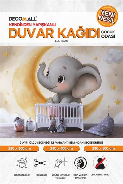 kids114 Yeni Nesil Kendinden Yapışkanlı Çocuk Odası Duvar Kağıdı Duvar Posteri Yapışkanlı 