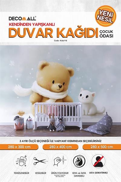 kids116 Yeni Nesil Kendinden Yapışkanlı Çocuk Odası Duvar Kağıdı Duvar Posteri Yapışkanlı 