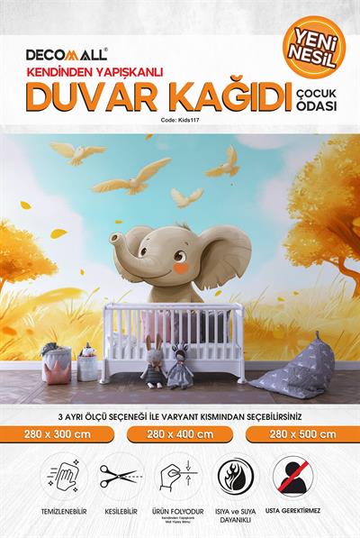 kids117 Yeni Nesil Kendinden Yapışkanlı Çocuk Odası Duvar Kağıdı Duvar Posteri Yapışkanlı 