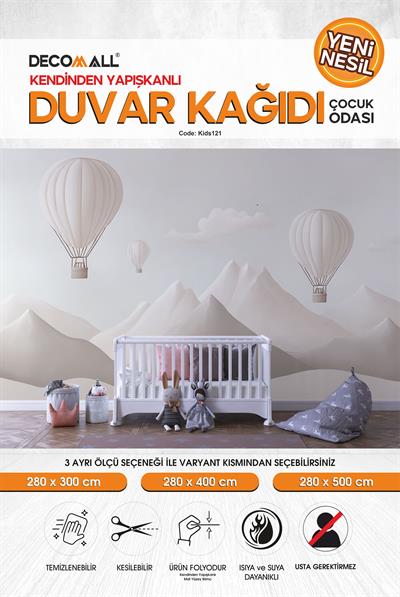 kids121 Yeni Nesil Kendinden Yapışkanlı Çocuk Odası Duvar Kağıdı Duvar Posteri Yapışkanlı 