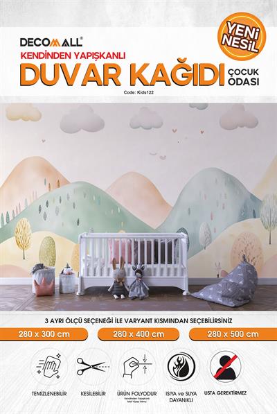 kids122 Yeni Nesil Kendinden Yapışkanlı Çocuk Odası Duvar Kağıdı Duvar Posteri Yapışkanlı 
