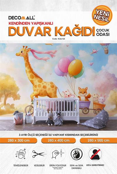 kids125 Yeni Nesil Kendinden Yapışkanlı Çocuk Odası Duvar Kağıdı Duvar Posteri Yapışkanlı 