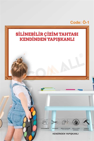 Ö-1 Yazı tahtası Silinebilir Eğitici Ve Öğretici Çocuk Odası Duvar Sticker Kendinden Yapışkanlı