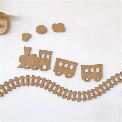 (PP-36) Bebek ve Çocuk Odası Ahşap Tren Duvar Dekoru – Tren Temalı | 3 mm Kabartmalı