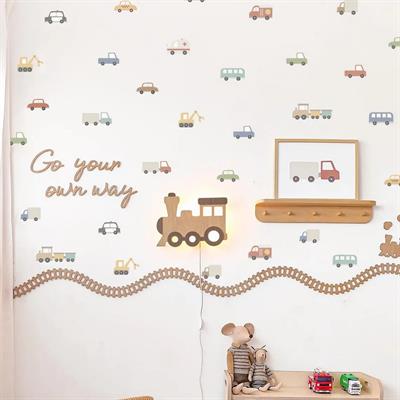 (PP-38) Bebek ve Çocuk Odası Duvar Araba Stickerı | Kendinden Yapışkanlı Folyo Duvar Dekoru Sticker