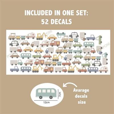 (PP-38) Bebek ve Çocuk Odası Duvar Araba Stickerı | Kendinden Yapışkanlı Folyo Duvar Dekoru Sticker
