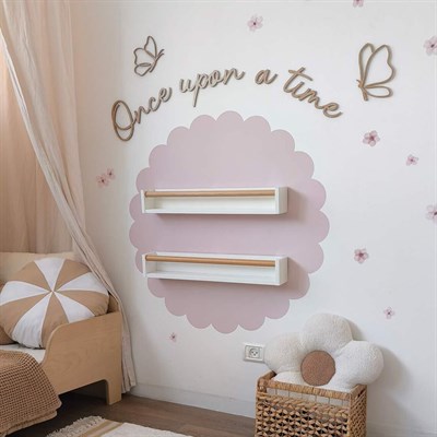 (PP-60) Duvar Bohem Sticker Ahşap Çerçeve ve YazıSeti Kendinden Yapışkanlı Kemer Çocuk Odası 4lü set