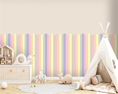 PP-84 Kemerli Çizgili Yarım Duvar Sticker – Bebek & Çocuk Odası Kendinden Yapışkanlı Duvar Dekoru