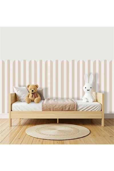 PP-86 Kemerli Çizgili Yarım Duvar Sticker – Bebek & Çocuk Odası Kendinden Yapışkanlı Duvar Dekoru