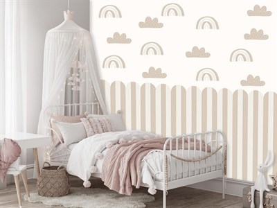 PP-86 Kemerli Çizgili Yarım Duvar Sticker – Bebek & Çocuk Odası Kendinden Yapışkanlı Duvar Dekoru