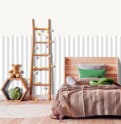 PP-89 Kemerli Çizgili Yarım Duvar Sticker – Bebek & Çocuk Odası Kendinden Yapışkanlı Duvar Dekoru