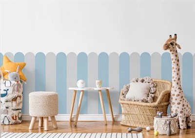 PP-97 Kemerli Çizgili Yarım Duvar Sticker – Bebek & Çocuk Odası Kendinden Yapışkanlı Duvar Dekoru
