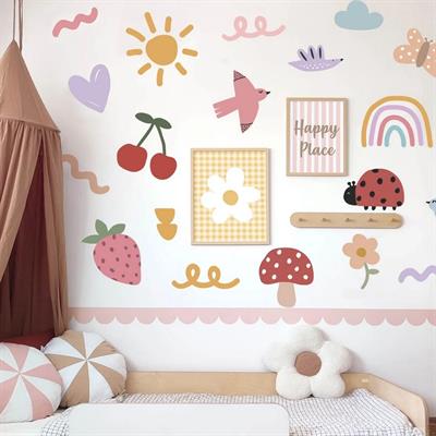 (PP23) Bebek ve Çocuk Odası Duvar Stickerı | Kendinden Yapışkanlı Folyo Duvar Dekoru Sticker