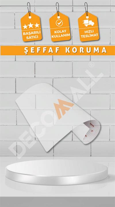 ŞEFFAF Buzdolabı Beyaz Eşya Zemin Dolap Fayans Kaplama Kendinden Yapışkanlı Folyo (200x100cm)