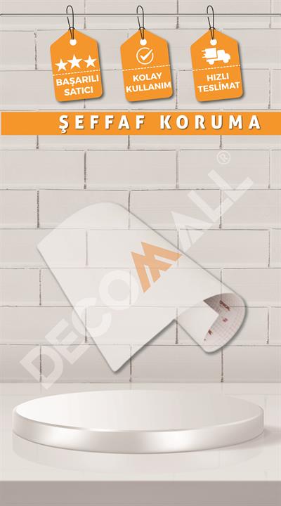 ŞEFFAF MASA KAPLAMA - FAYANS - TEZGAH - ZEMİN KAPLAMA KENDİNDEN YAPIŞKANLI SUYA DAYANIKLI FOLYO